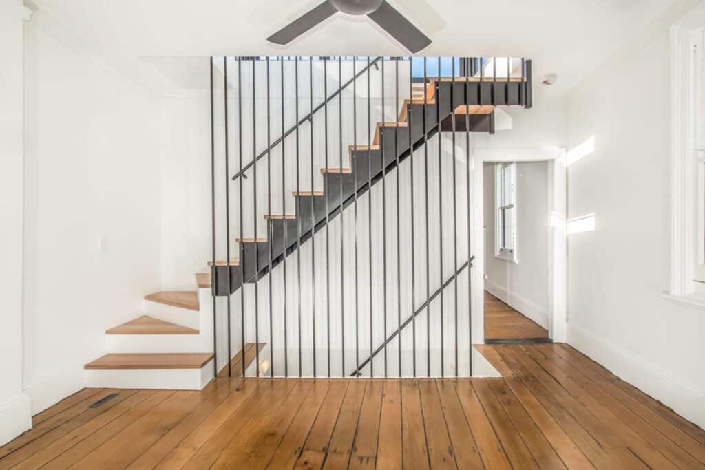 vertical iron elements modern staircase